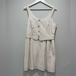 NEW Rachel Paige Stylish Cream Pinstripe Dress Size L NWOT